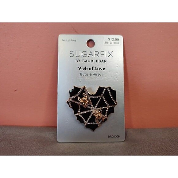 Women's Sugarfix by Baublebar Web of Love Spiderweb Heart Brooch - Picture 1 of 3